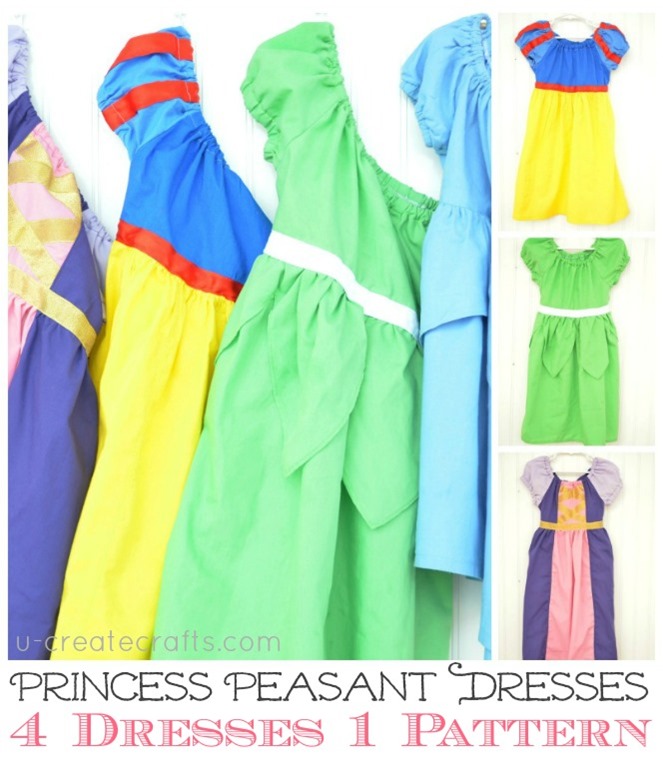 4 Disney Princess Dresses ONE Pattern at u-createcrafts.com