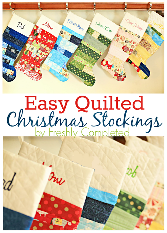 Easy Quilted Christmas Stocking Pattern by Freshly Completed