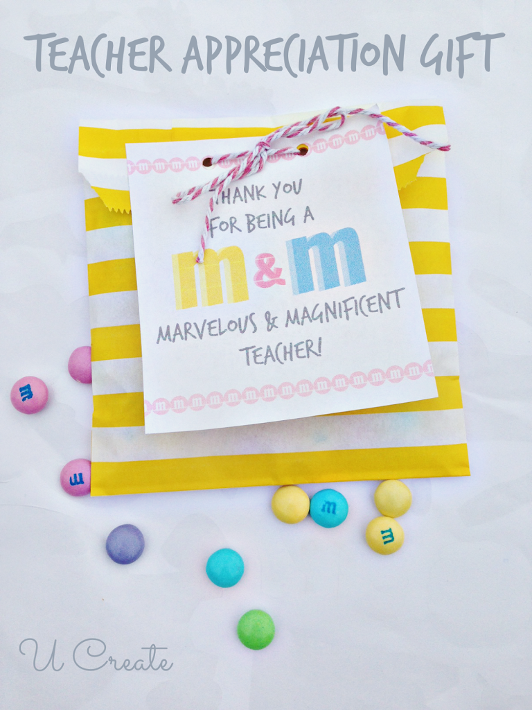 M & M Teacher Appreciation Printable U Create