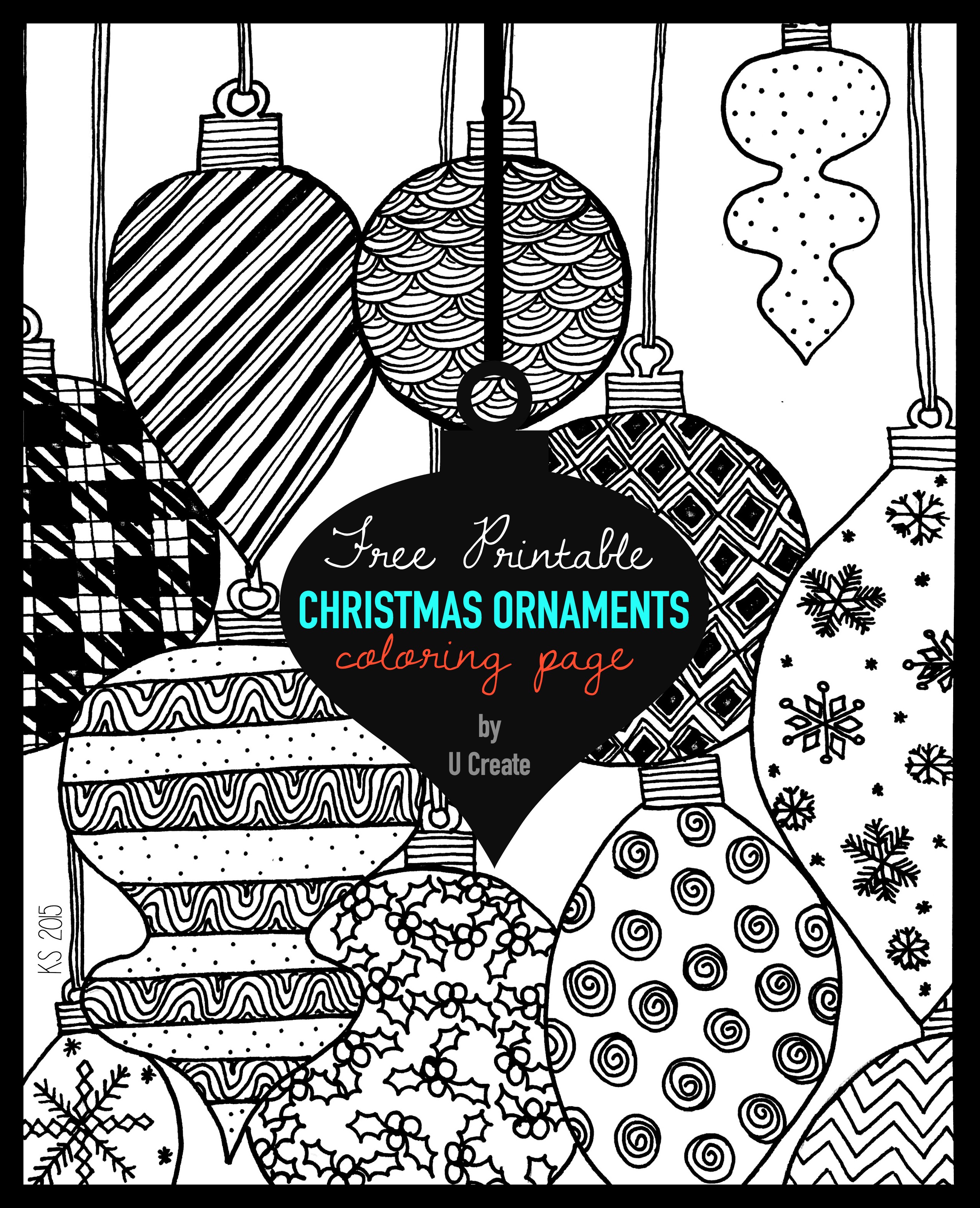 Christmas Ornaments Adult Coloring Page - U Create