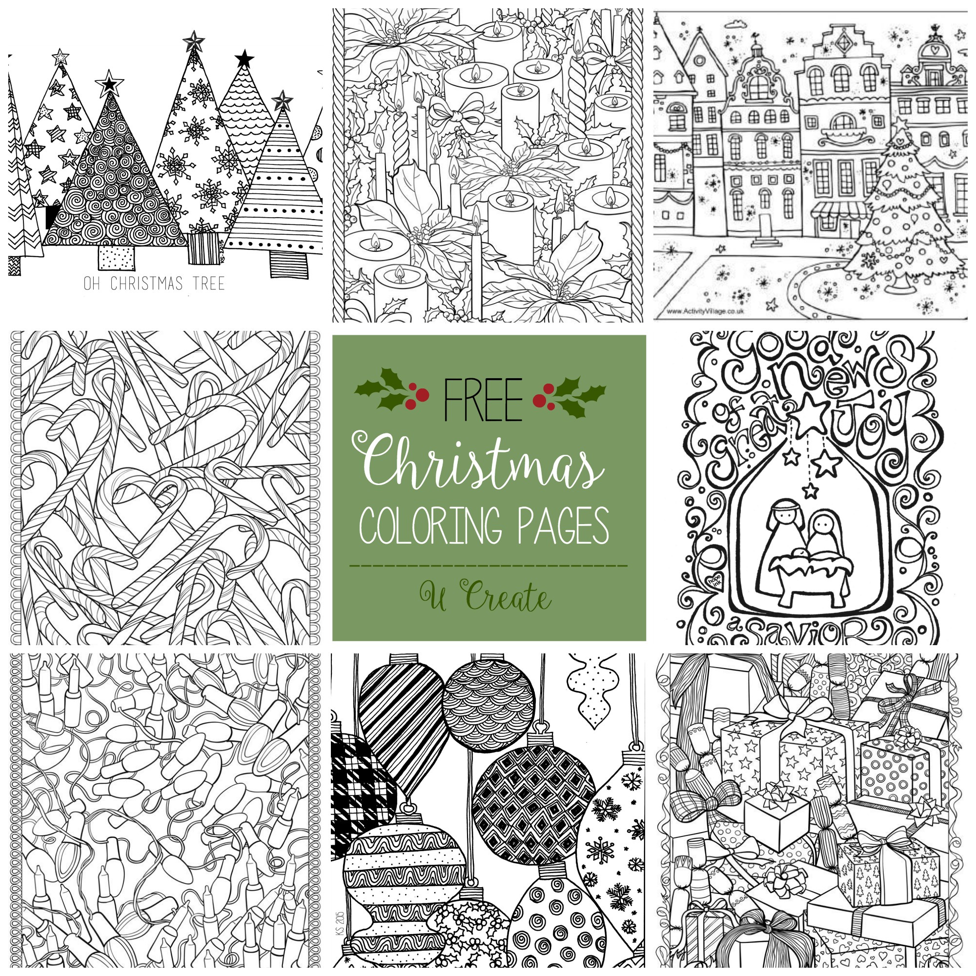 Free Christmas Adult Coloring Pages - U Create