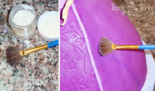 Princess Rapunzel barbie birthday cake tutorial edible luster dust glitter