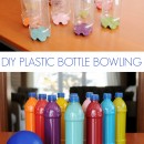 Turn water bottle into a fun bowling game for the kids!!