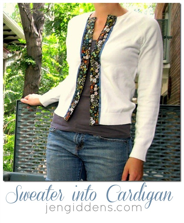 Sweater into Cardigan Tutorial by Jen Giddens