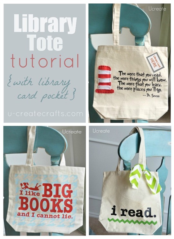 Library Tote Tutorial w library card pocket, too!