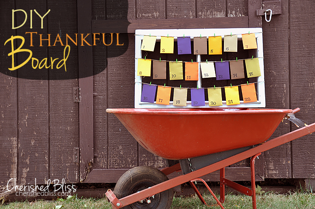 DIY Thankful Board by Cherished Bliss - each day you write what you're thankful for in cute li'l envelopes!