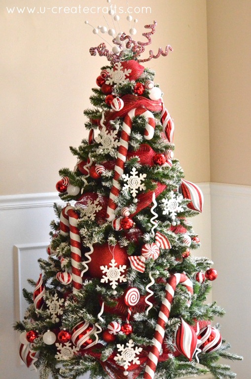Peppermint and Snow Christmas Tree - classic theme!