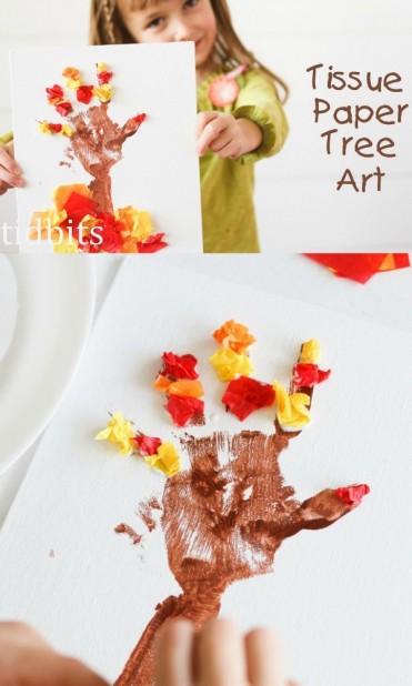 Tissue Paper Tree Art Kids Craft