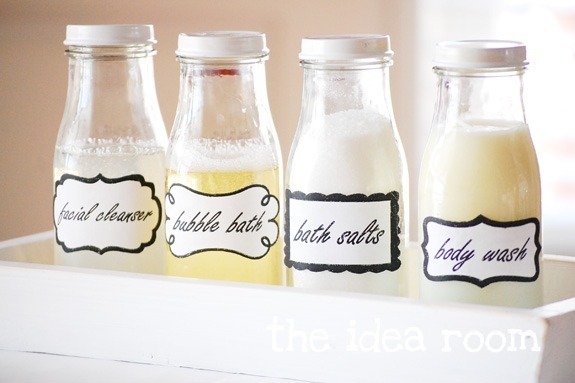 labeled bath jars by the idea room