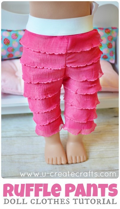 Easy American Doll Ruffle Pants Tutorial at u-createcrafts.com