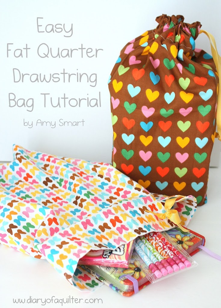 Easy Fat Quarter Drawstring Bag Tutorial by Diary of a Quilter