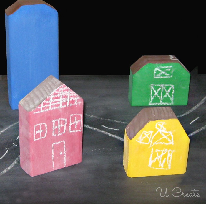 DIY Chalkboard Building Play Set - the kids create their buildings with chalk!