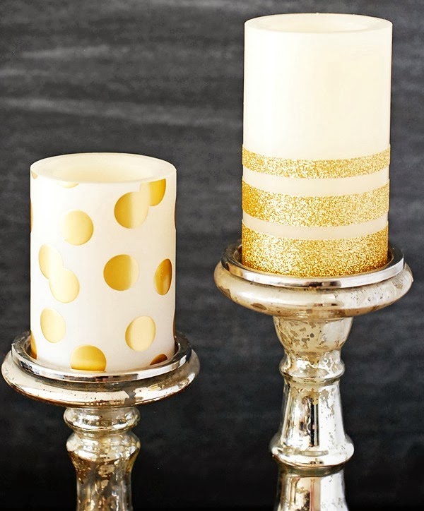 gold glitter candles