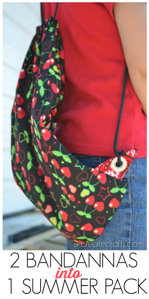 How to take TWO bandannas and turn them into a summer backpack for beach trips, library days, etc.! u-createcrafts.com