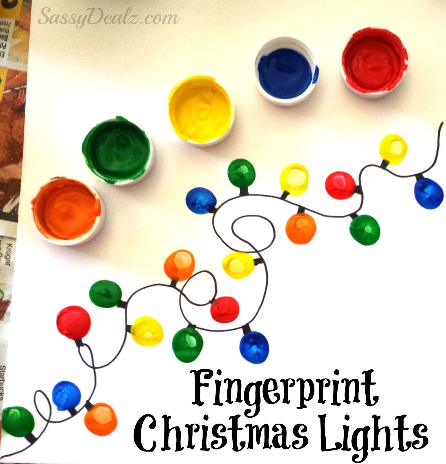 Fingerprint Christmas Lights Craft