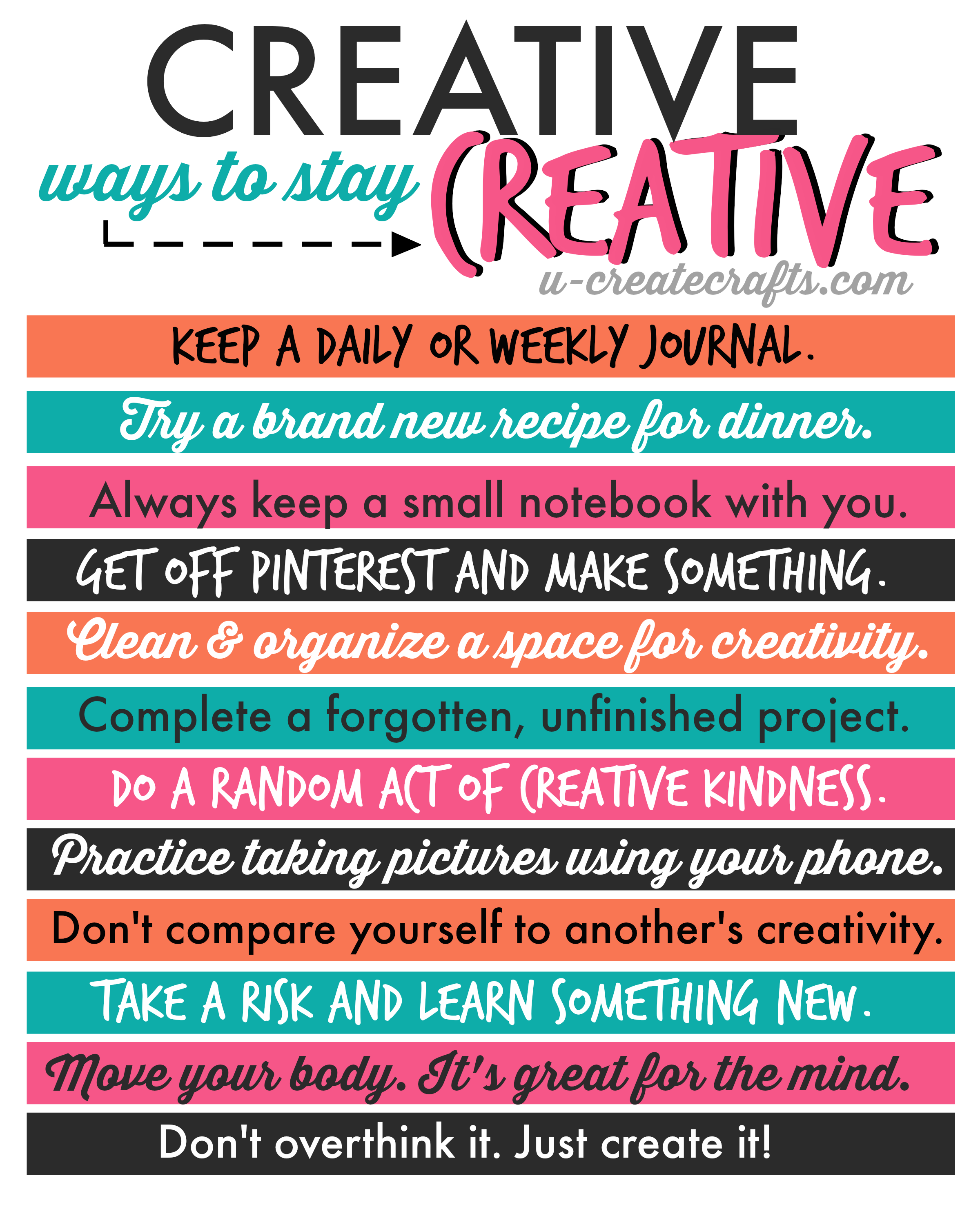 Creative Ways to Stay Creative by u-createcrafts.com