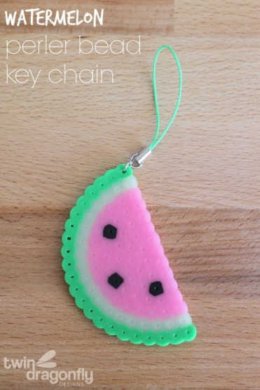Watermelon Perler Bead Keychain Tutorial by Twin Dragonfly Designs
