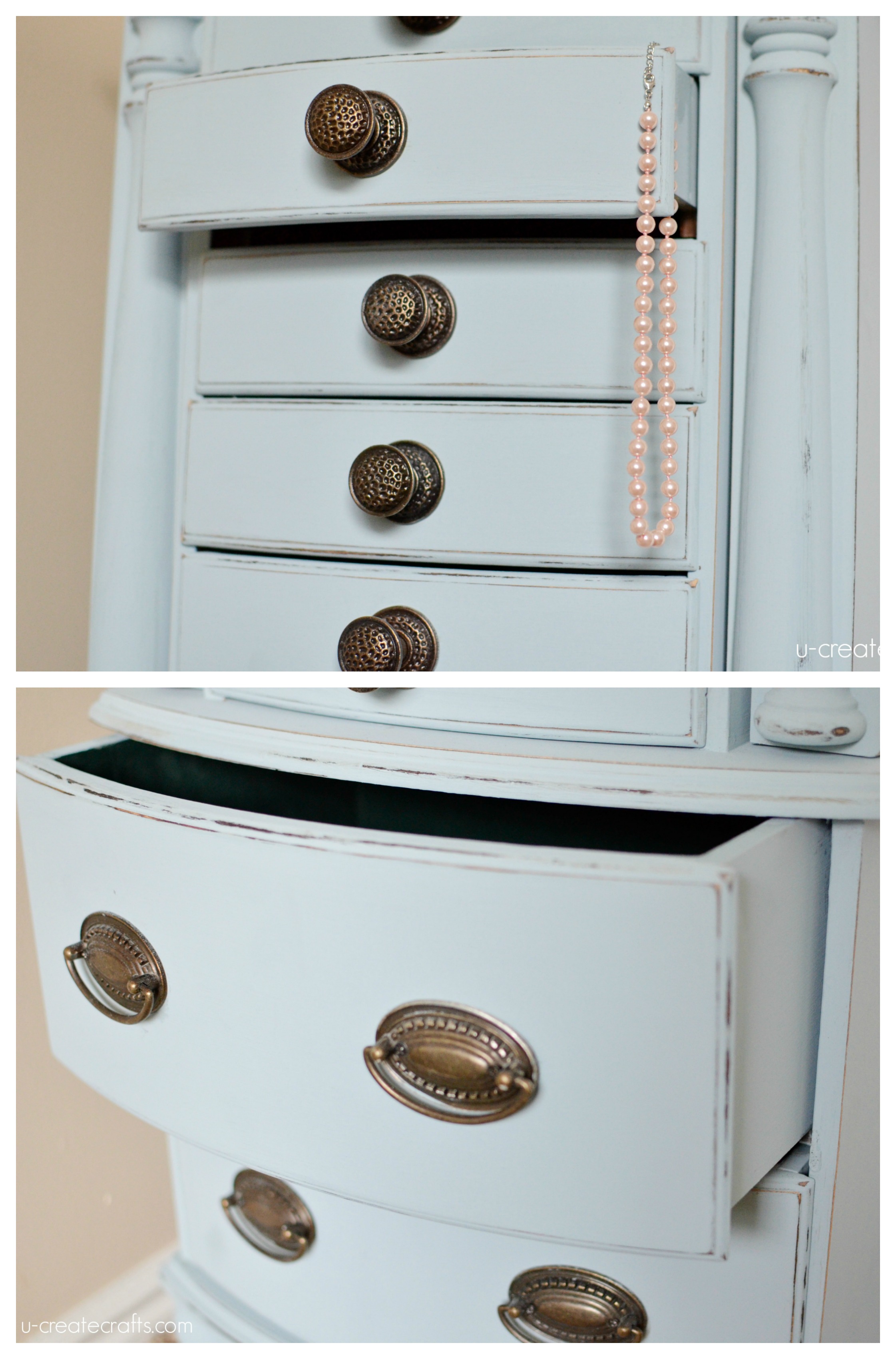 Jewelry Armoire Makeover with Valspar chalky finish paint