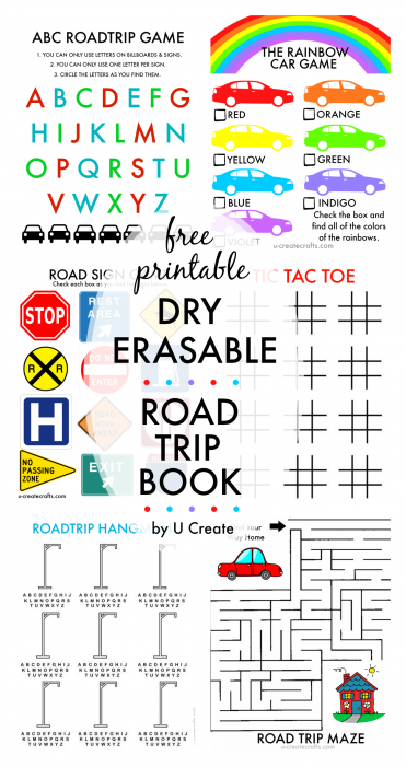 Free Printable Dry ERASABLE Road Trip Book for Kids - by U Create