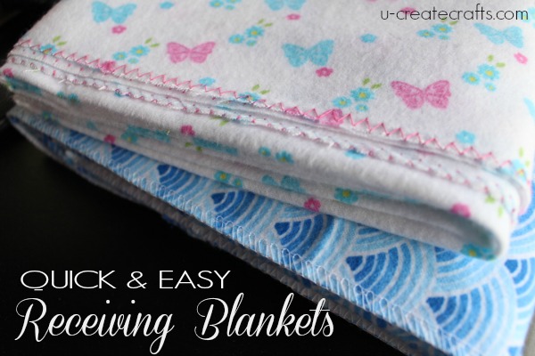 2 Minute Receiving Blankets with Video Tutorial at u-createcrafts.com