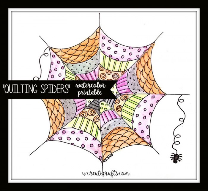 "Quilting Spiders" watercolor printable by U Create