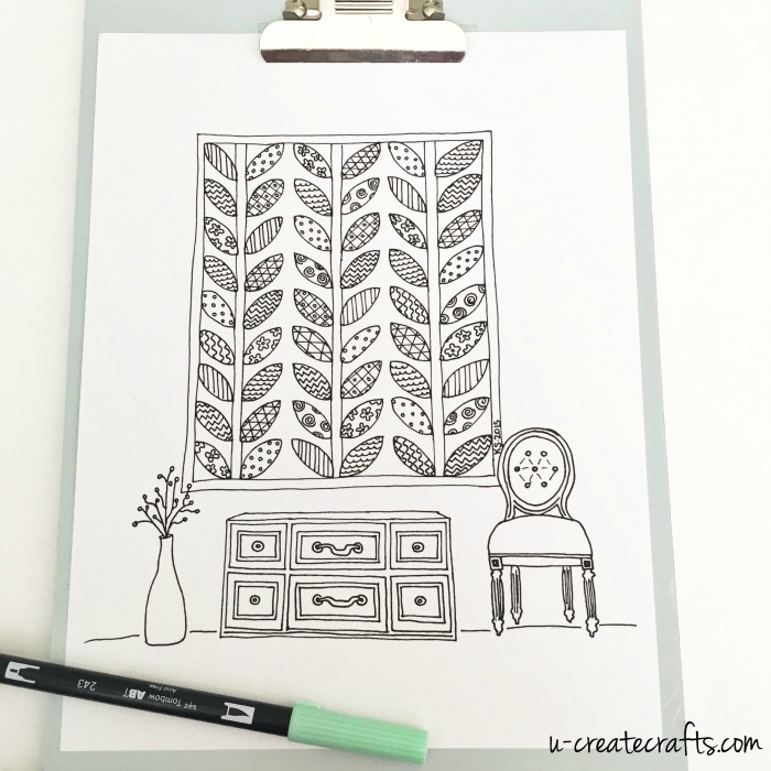 Quilt Coloring Page - Quilted Leaves - U Create