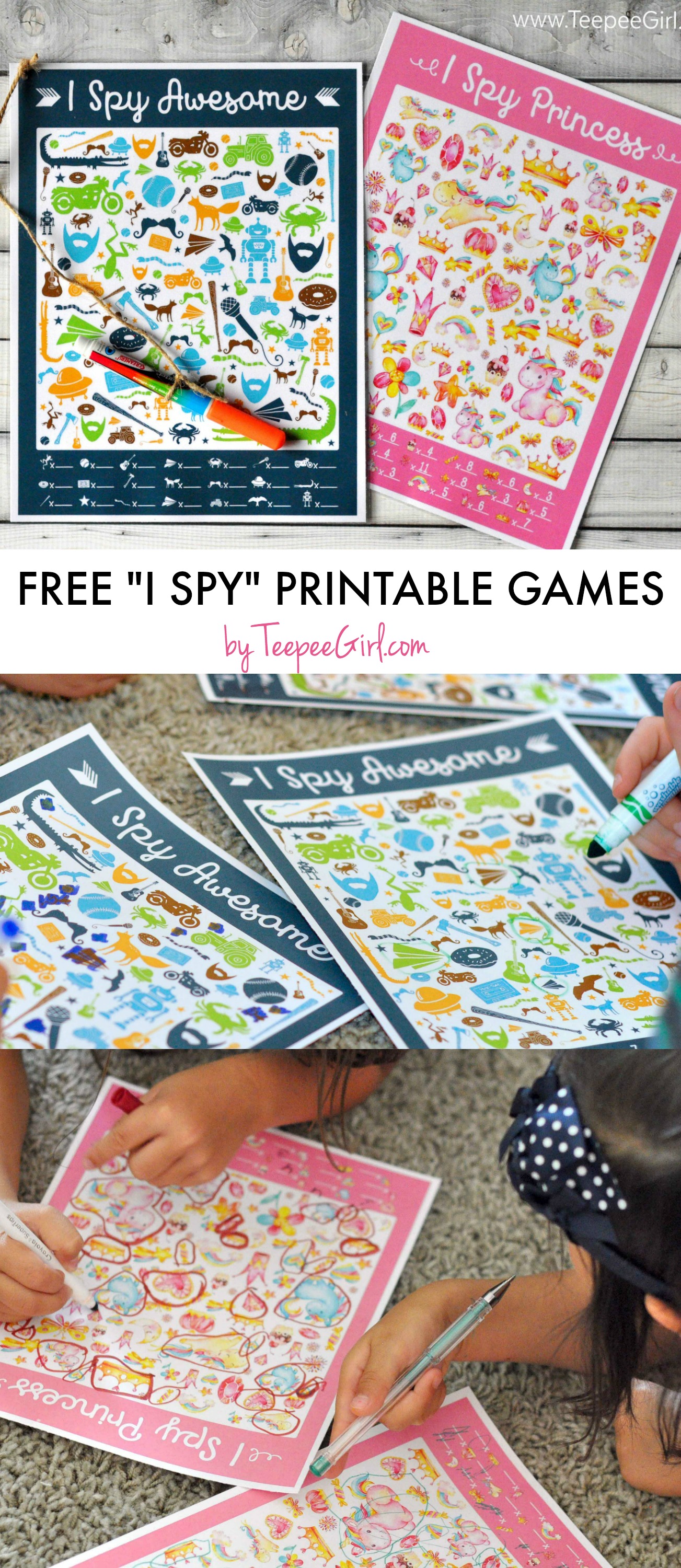 Free iSpy Game Printables by TeePeeGirl - travel, princess, awesome versions!