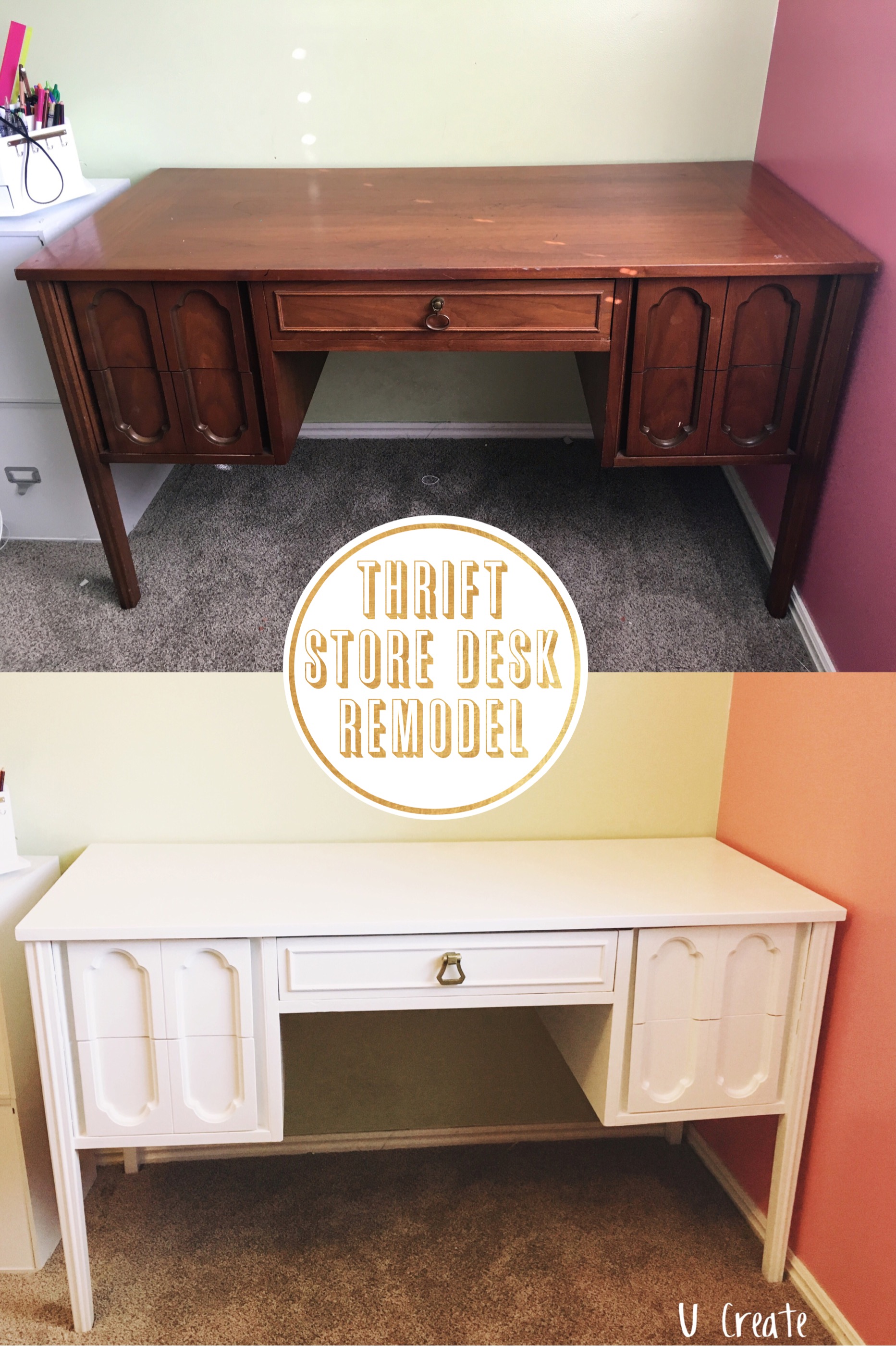 Thrift Store Desk Remodel - no sanding, no priming with enamel paint!