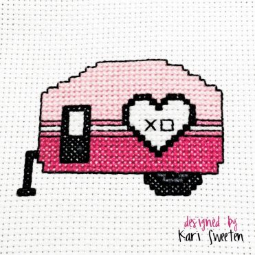 Free "Love Camper" cross stitch pattern by Kari Sweeten