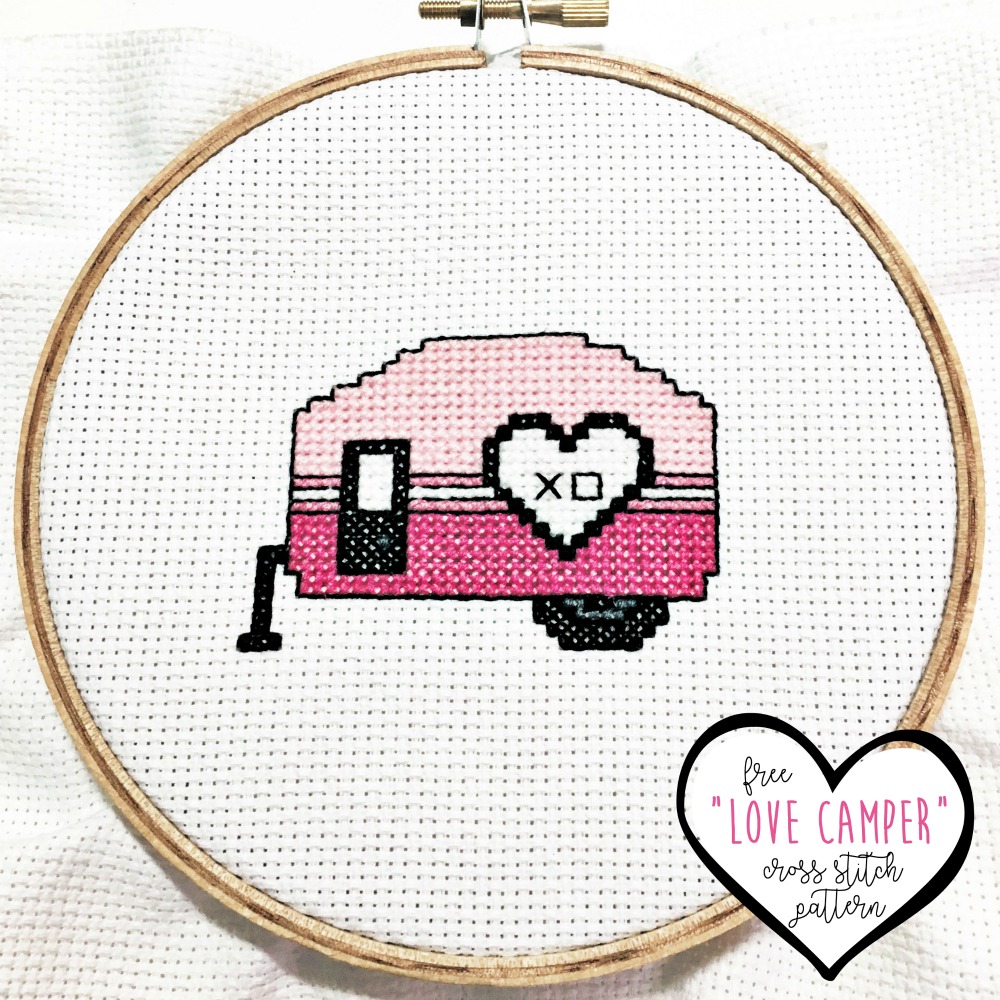 Free Cross Stitch Pattern - Valentine's Day - Love Camper