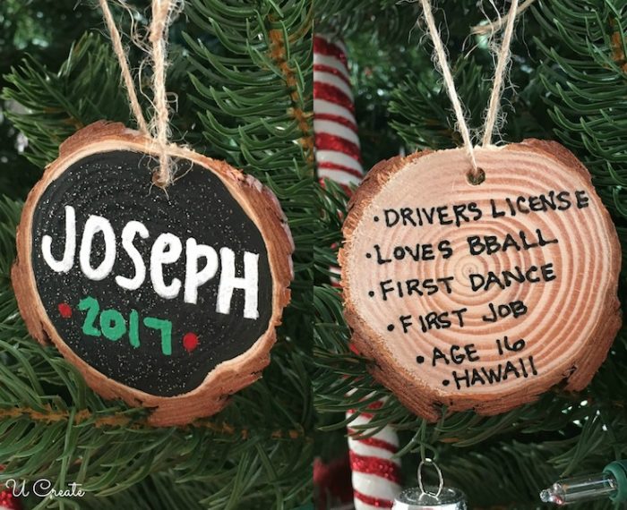 DIY Personalized Wood Slice Ornament