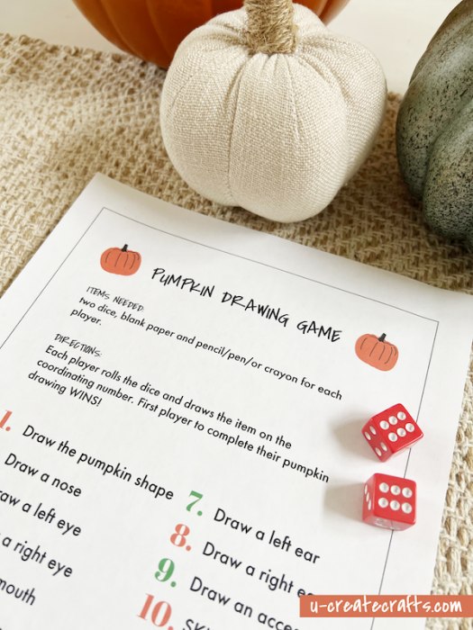 Pumpkin Drawing Game free printable at U Create