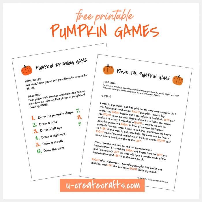 Free Printable Pumpkin Games by U Create