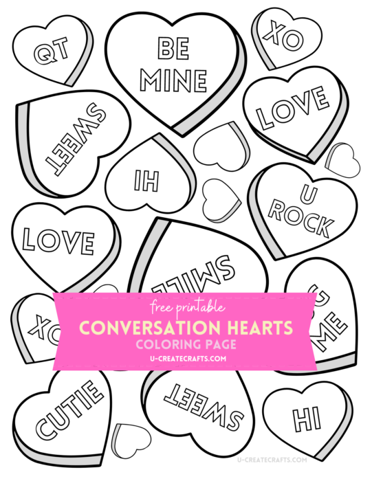 Conversation Heart Coloring Page by U Create