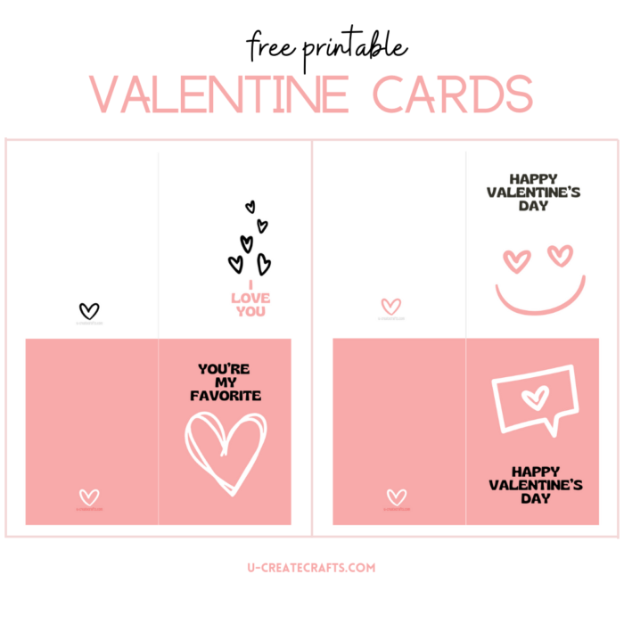 Printable Valentine Cards - set of 4 - by U Create