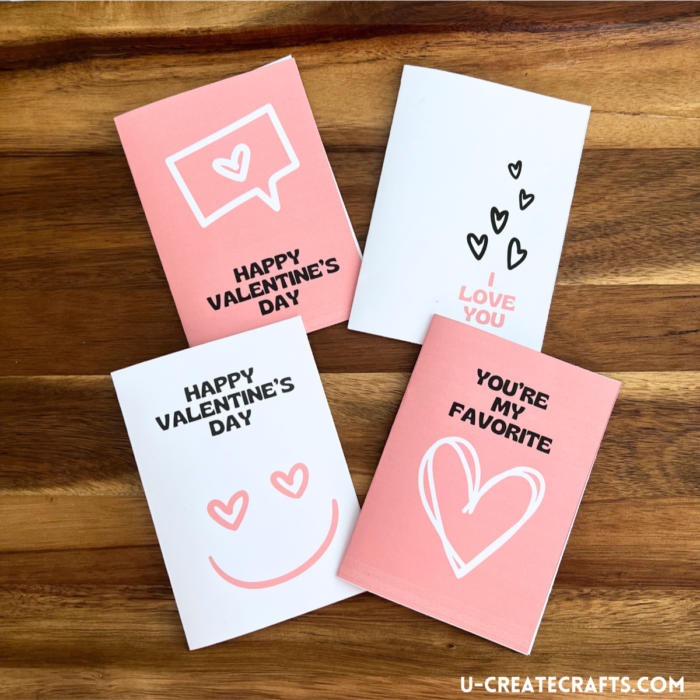Printable Valentine Cards - set of 4 - by U Create