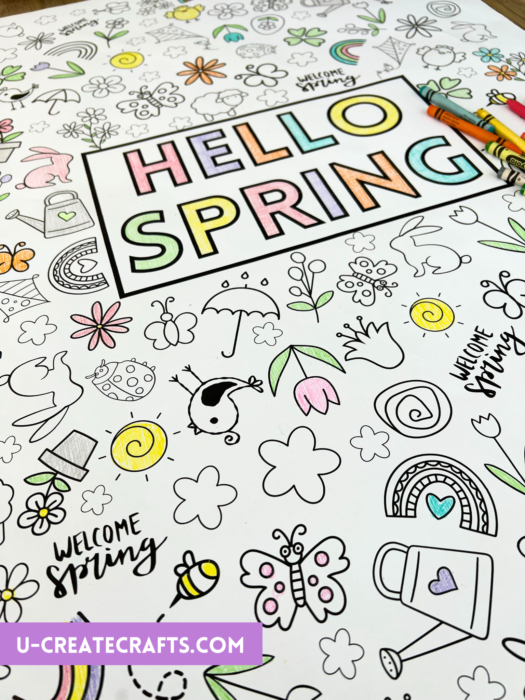 Spring Coloring Poster and Coloring Page by U Create
