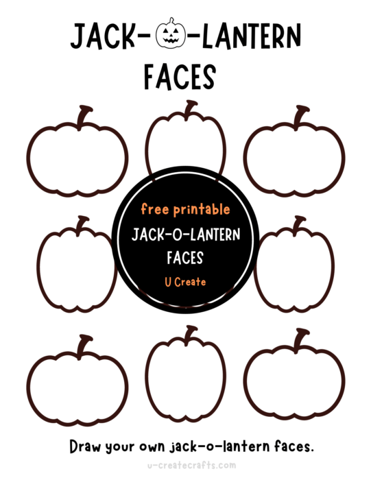 Jack-o-lantern pumpkin printable! Draw faces or turn into puppets!