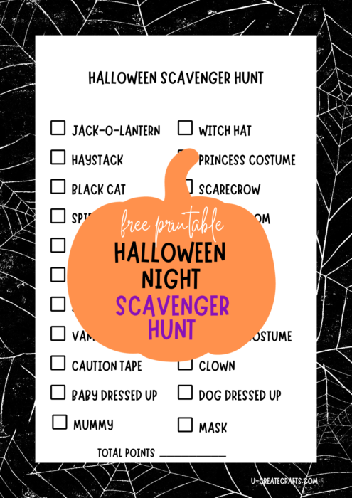 Halloween Scavenger Hunt Free Printable by U Create