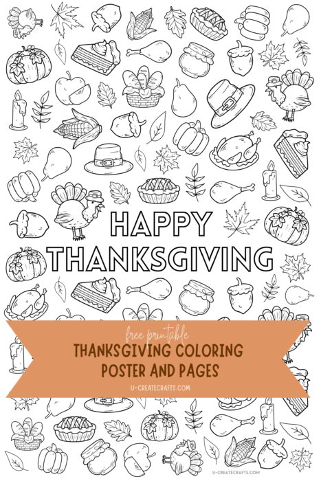 Thanksgiving coloring poster and pages by U Create