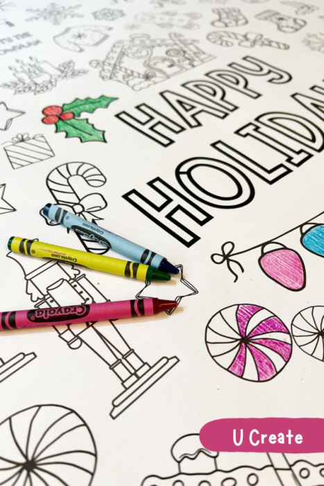 Happy Holidays coloring poster and pages by U Create
