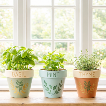 DIY Mother's day painted herbal pots