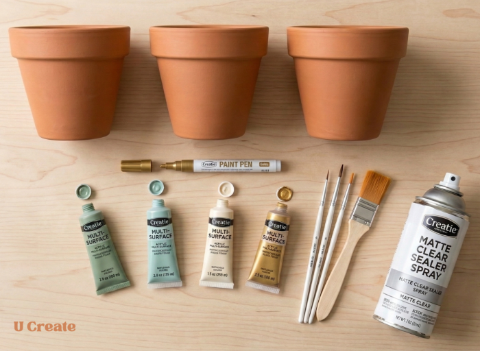 Supplies for painting pots